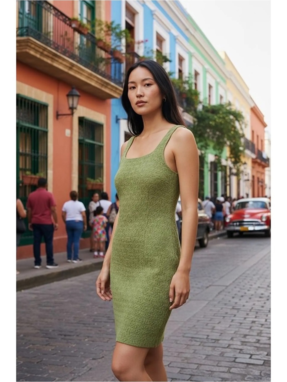 Elodie Smocked Sage Green Mini Dress Cottagecore Stretch Bodycon